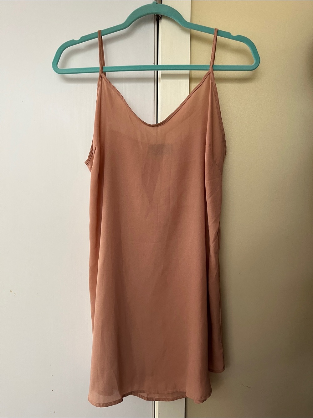 Vici Soft Blush Silk-Look Spaghetti Strap Cami Mini dress